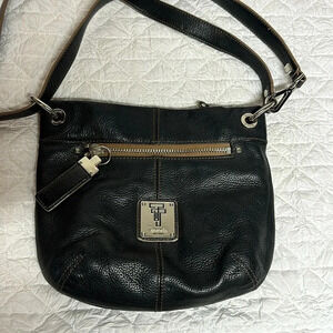 Tignanello Black Leather Crossbody Bag